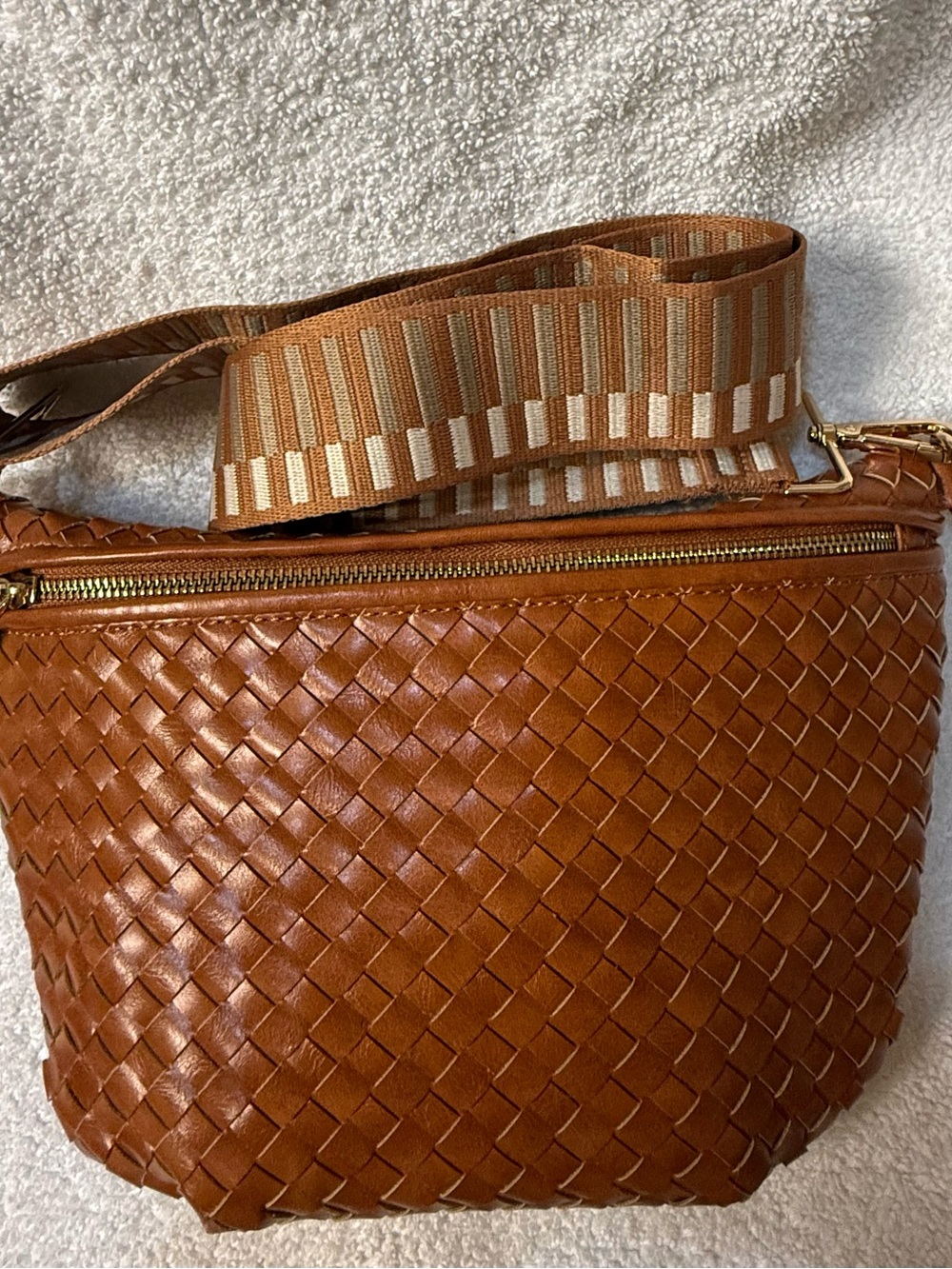Pretty Simple Westlyn Woven Bum Bag in Brown with Removable Adjustable Strap